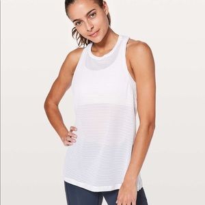 Lululemon miles ahead white striped tie back tank